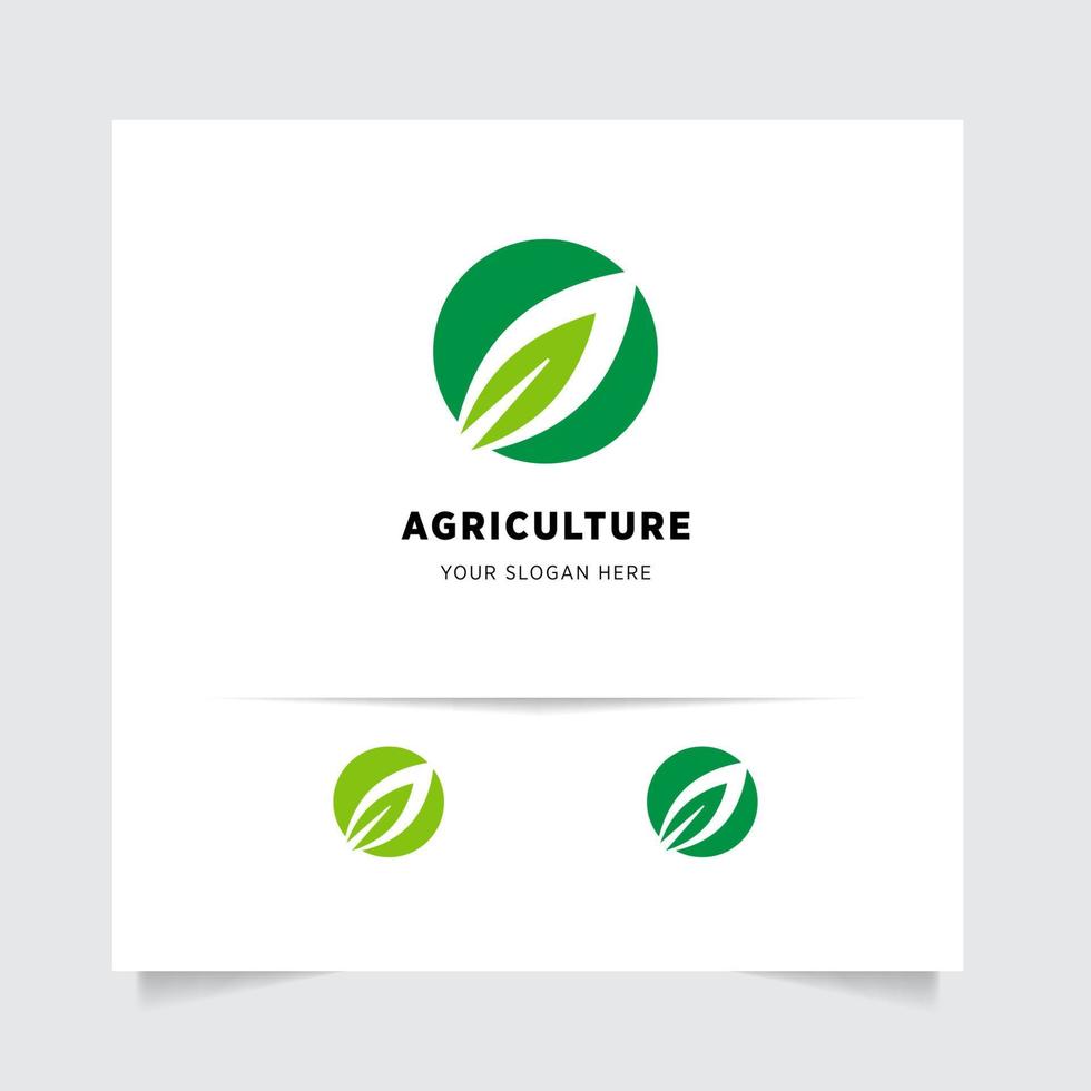 plano emblema logotipo Projeto para agricultura com a conceito do verde folhas vetor. verde natureza logotipo usava para agrícola sistemas, agricultores, e plantação produtos. logotipo modelo. vetor