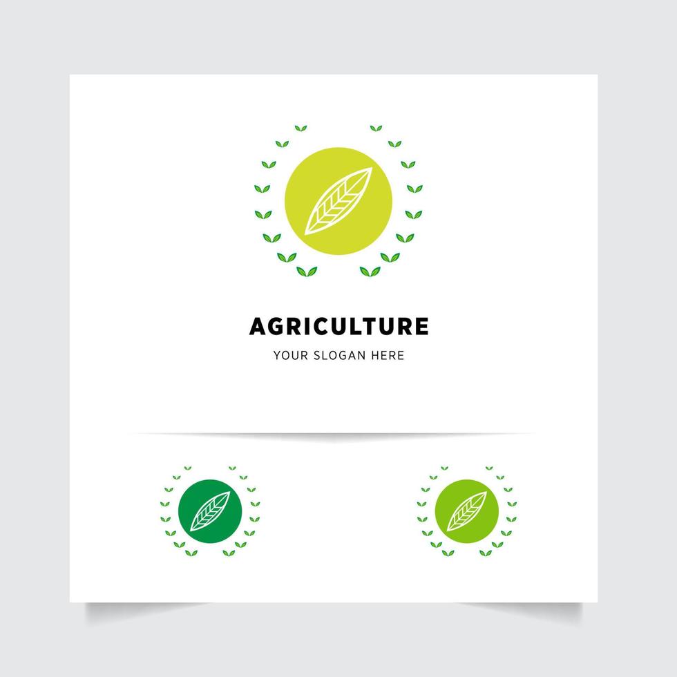 plano emblema logotipo Projeto para agricultura com a conceito do verde folhas vetor. verde natureza logotipo usava para agrícola sistemas, agricultores, e plantação produtos. logotipo modelo. vetor