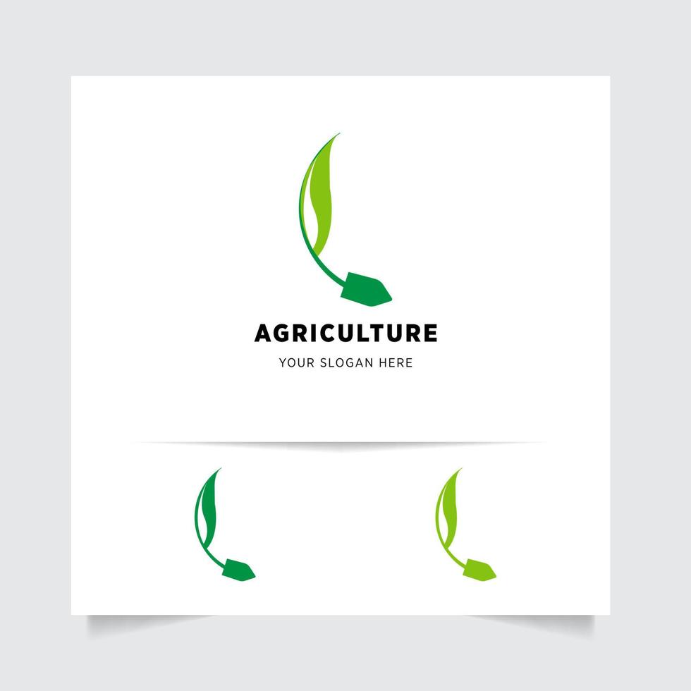 plano emblema logotipo Projeto para agricultura com a conceito do verde folhas vetor. verde natureza logotipo usava para agrícola sistemas, agricultores, e plantação produtos. logotipo modelo. vetor