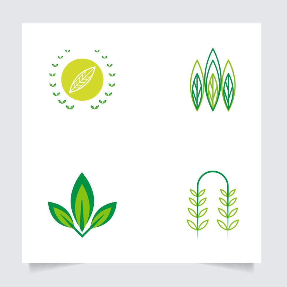 conjunto coleção plano emblema logotipo Projeto para agricultura com a conceito do verde folhas vetor. verde natureza logotipo usava para agrícola sistemas, agricultores, e plantação produtos. logotipo modelo. vetor