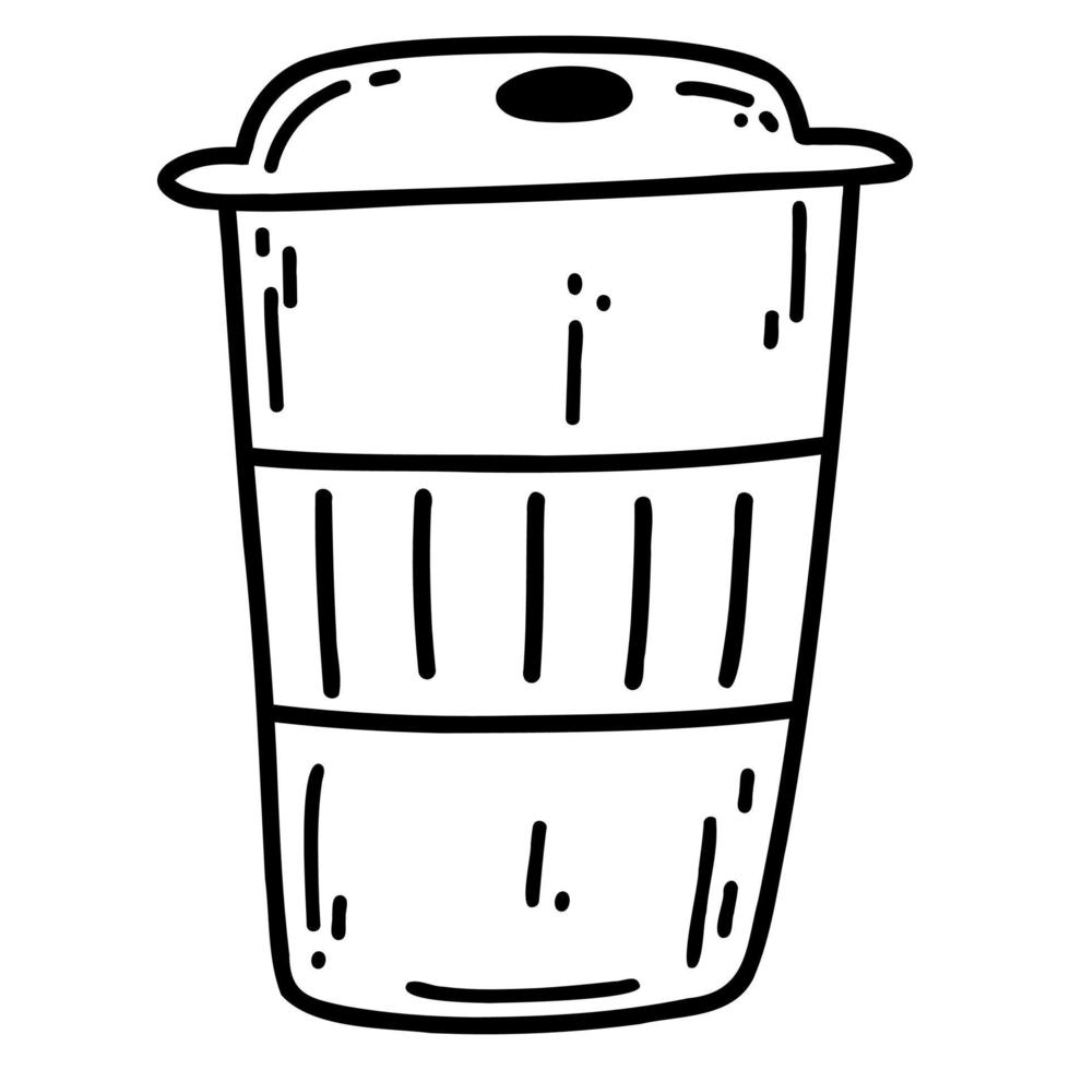 mão desenhado rabisco café papel copo. vetor ilustração do reutilizável copo para quente e frio bebidas, Projeto elemento