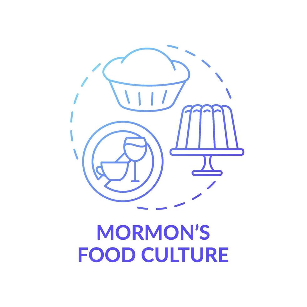 ícone de conceito gradiente azul de cultura alimentar mórmon vetor