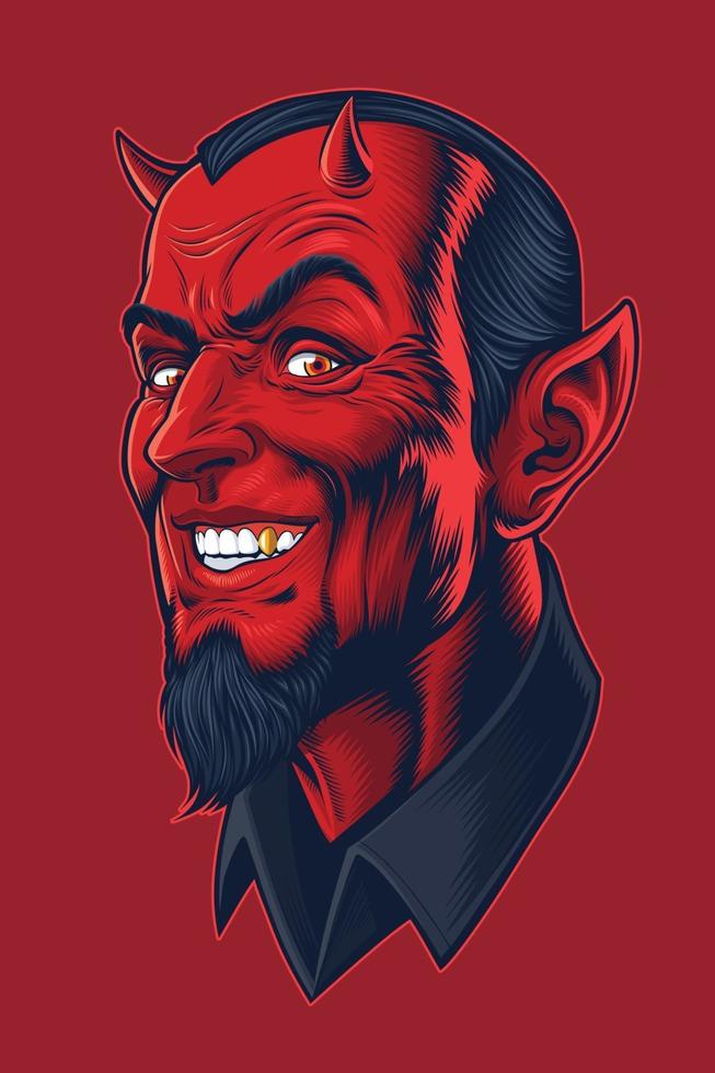 cabeça do diabo com fundo vermelho vetor