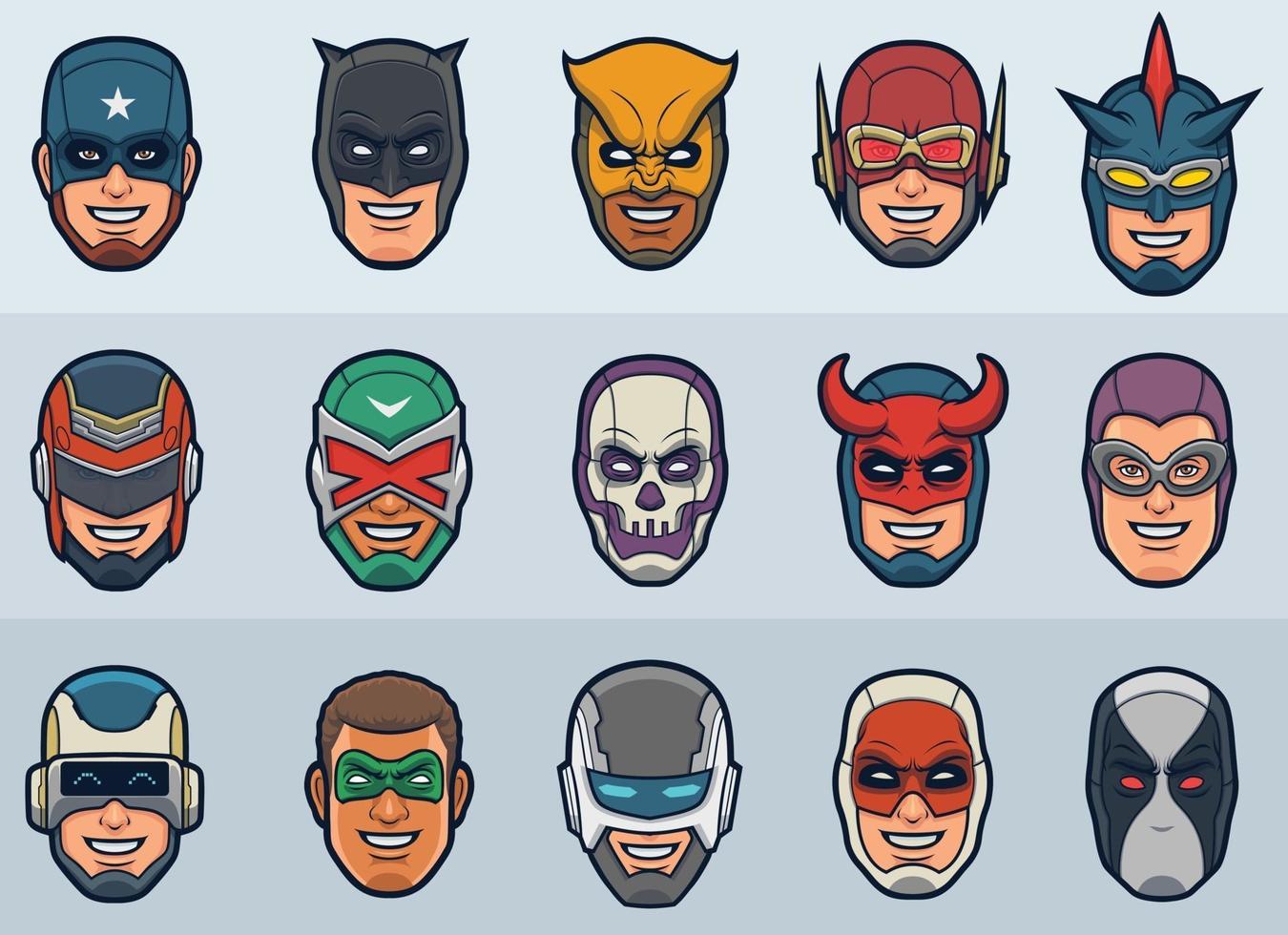 máscaras de super-heróis para super-heróis personalizados vetor