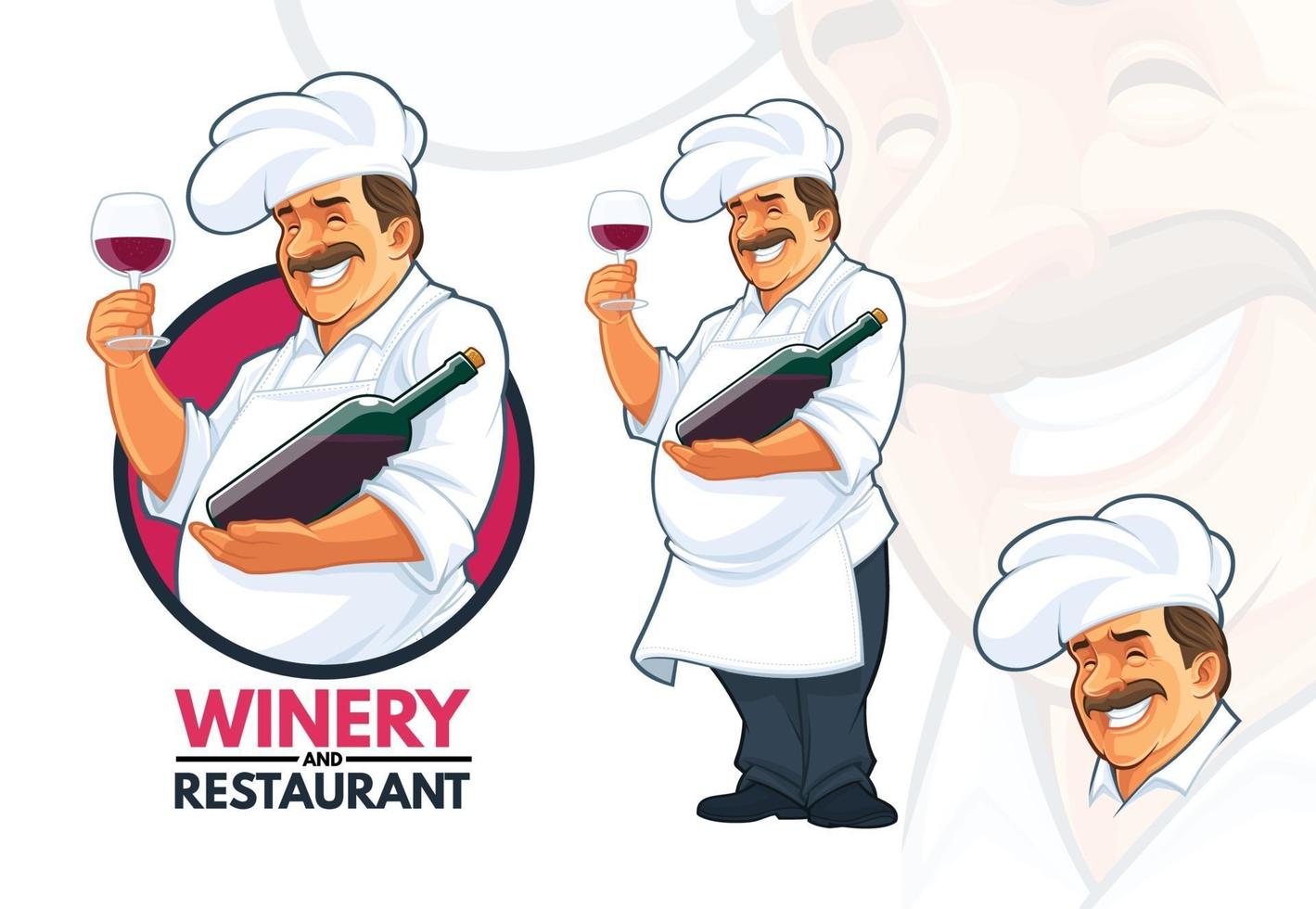 chef servindo vinho vetor