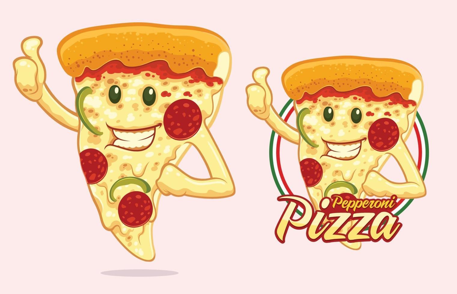 design de mascote de pizza para vendedor de pizza vetor