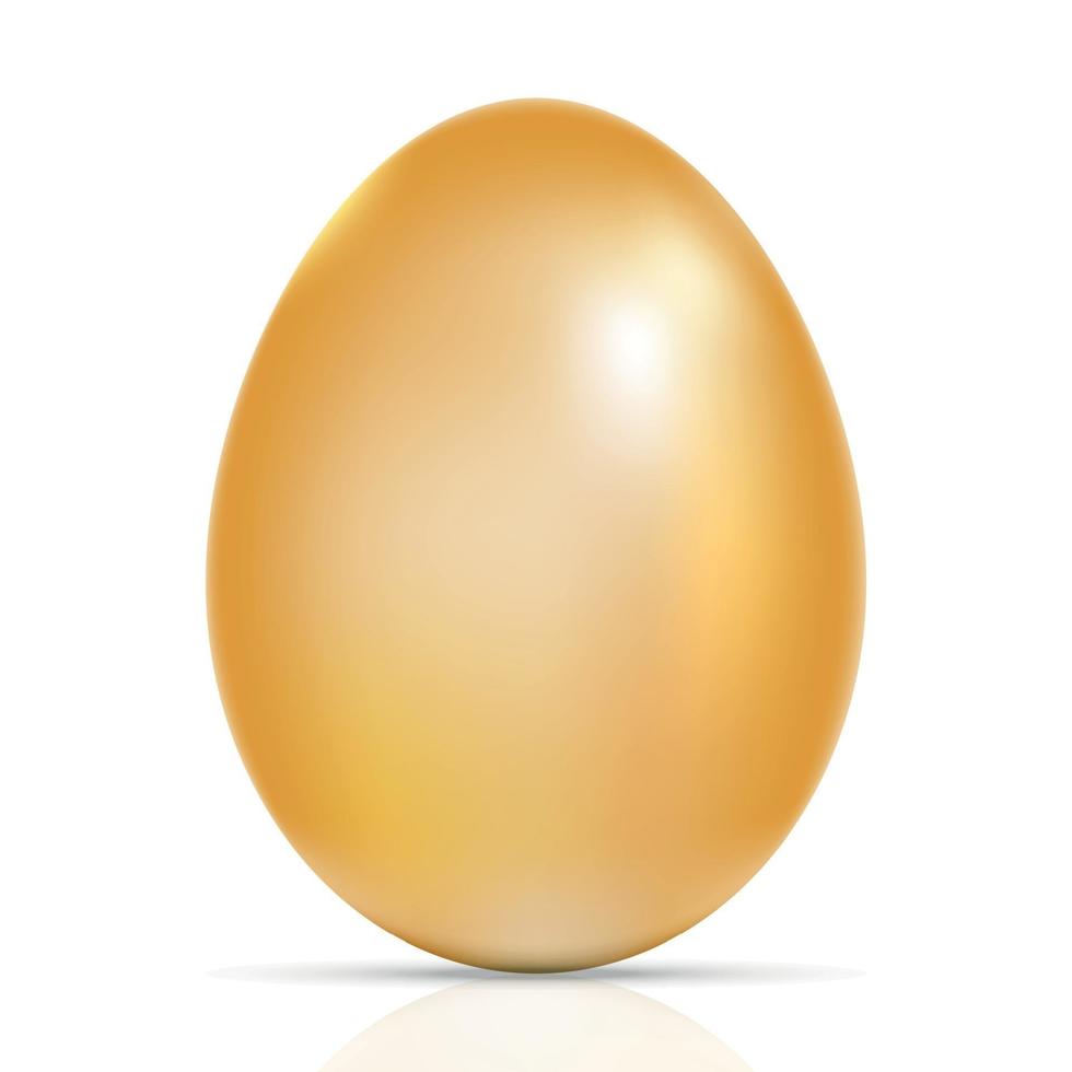 ovo de galinha dourado grande e realista com sombra no fundo branco - ilustração vetorial vetor