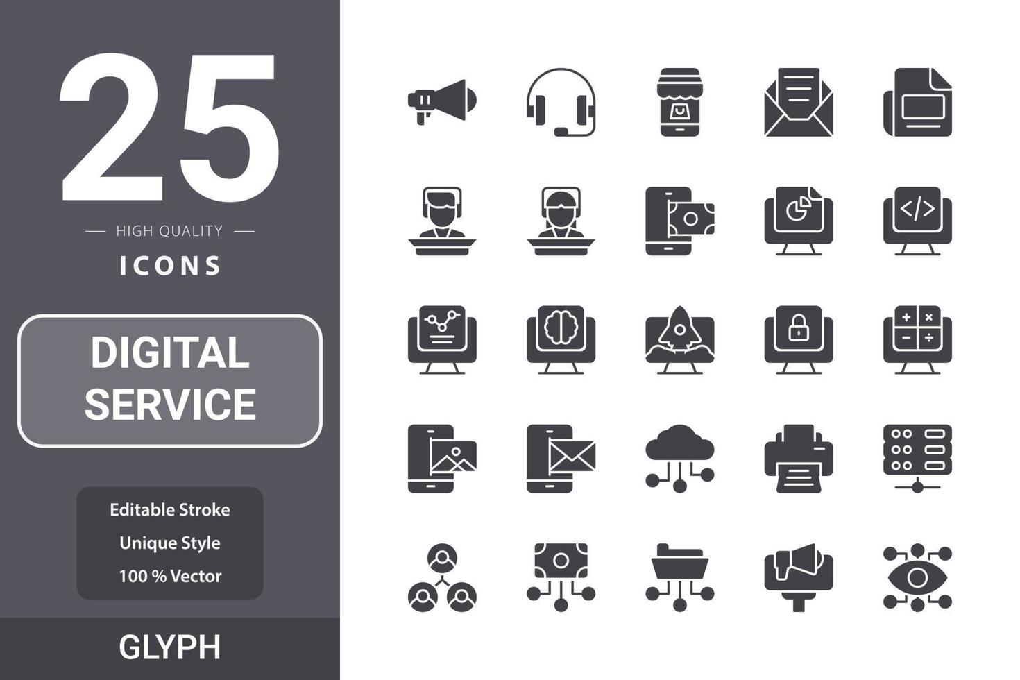 pacote de ícones de serviço digital para o design do seu site, logotipo, aplicativo, interface do usuário vetor