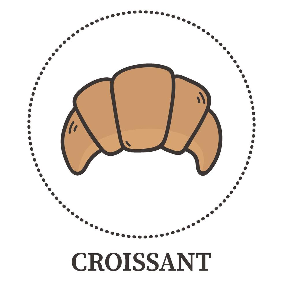 croissant acabado de fazer no fundo branco - vetor