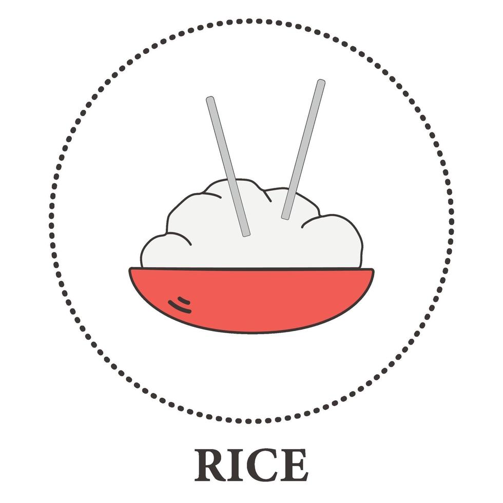 um grande prato de arroz. comida ecológica em fundo branco - vetor