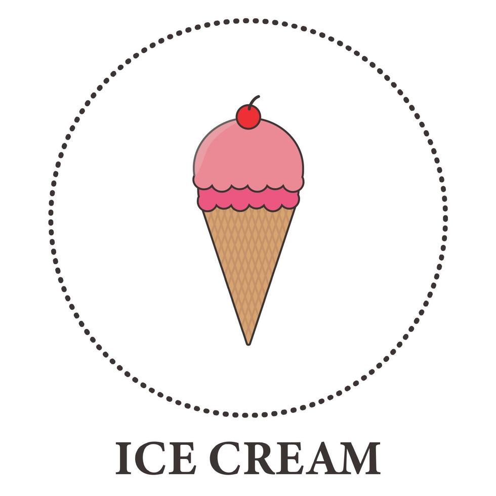 Casquinha de sorvete realista em fundo branco - vetor