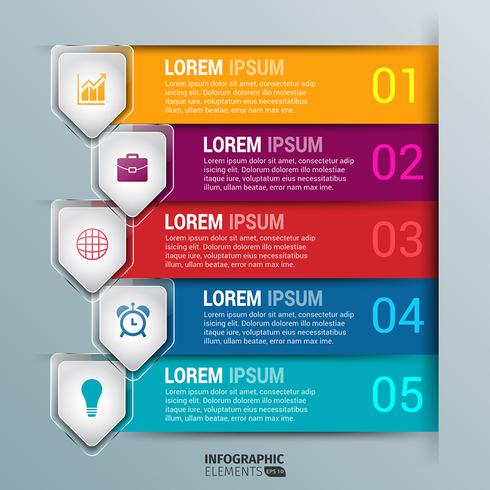 Modelo de Design de infográficos de seta de vidro vetor