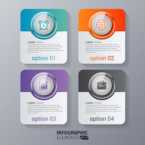 Quatro retângulo arredondado infográficos vetor