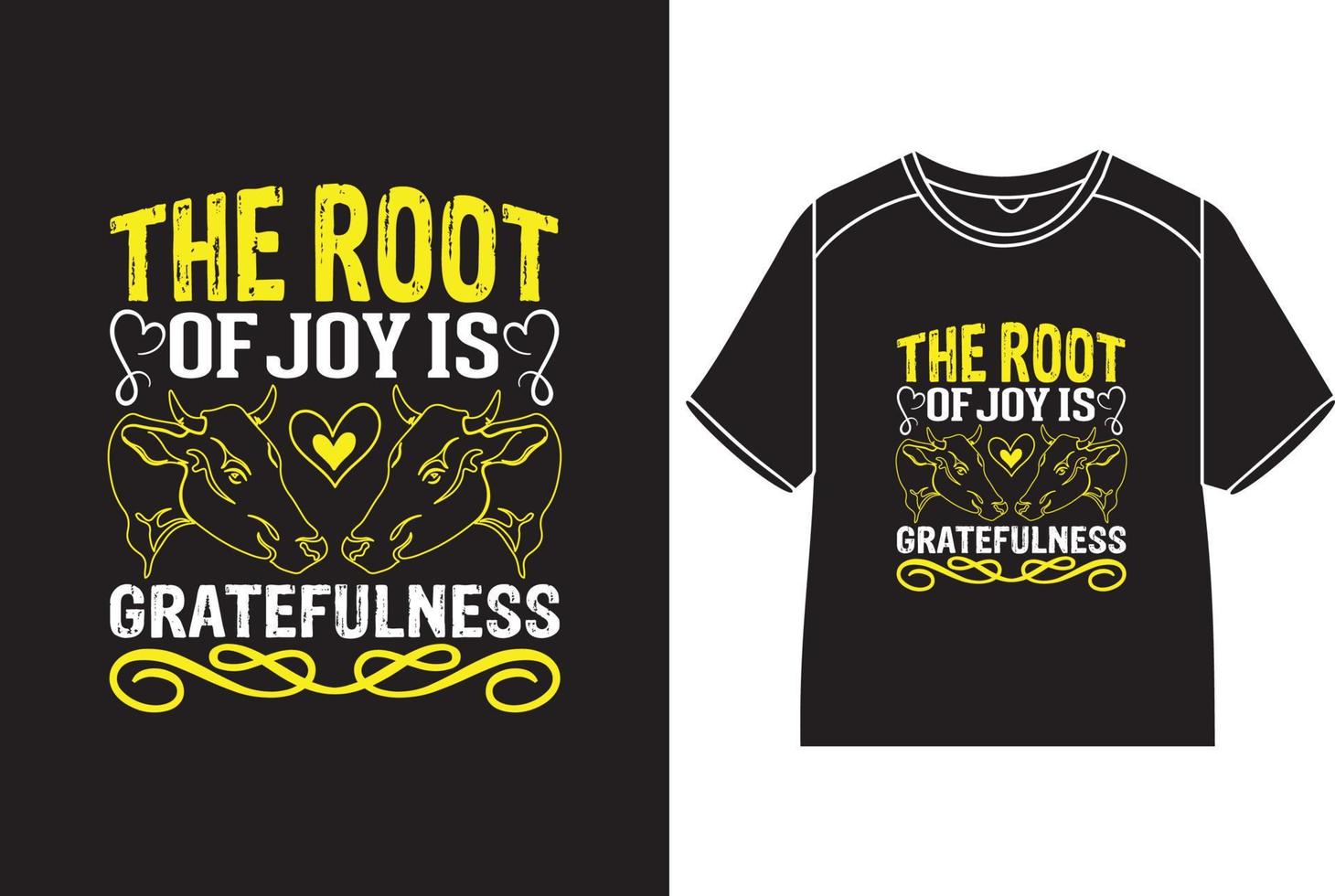 a raiz do alegria é gratidão camiseta Projeto vetor