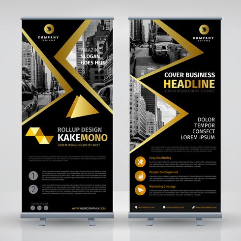 Elegante Black And Gold Business RollUp vetor