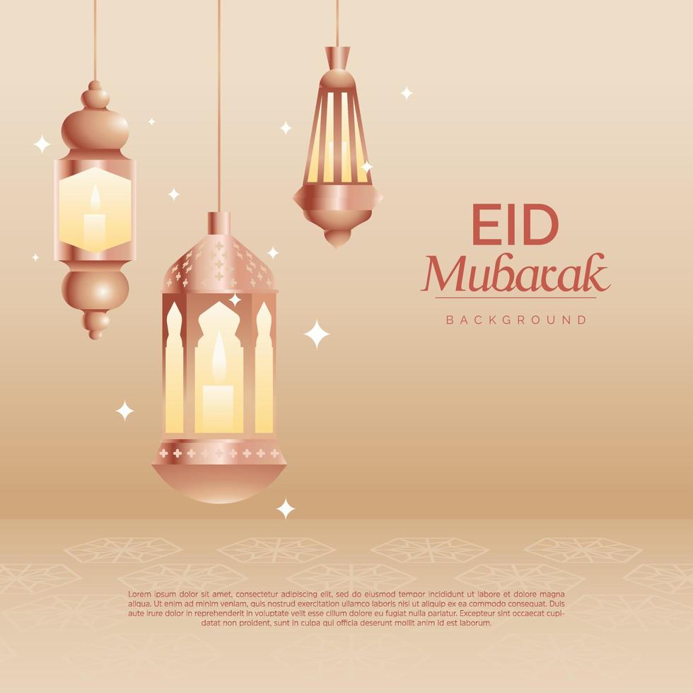 eid Mubarak luminária com vários objeto cumprimento Projeto modelo fundo vetor ilustração