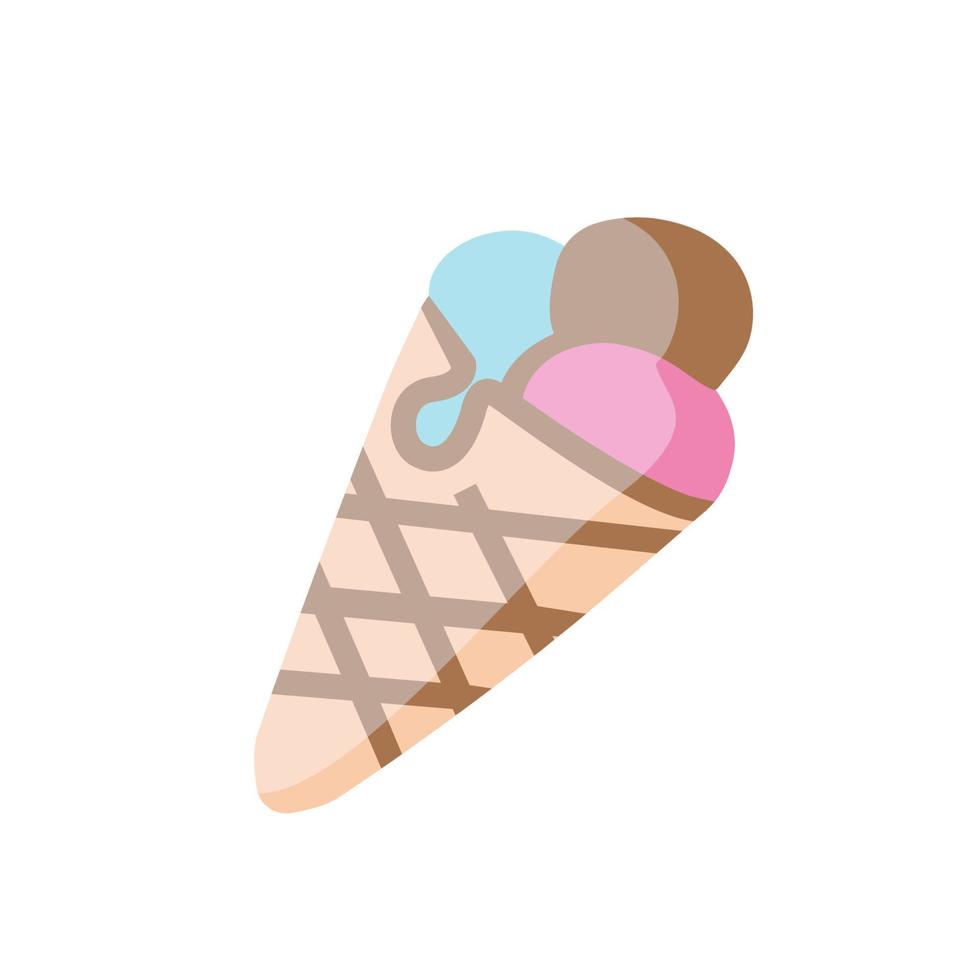 gelo creme bolas dentro uma waffle cone desenho animado vetor ilustração para poster, local na rede Internet ícone, cartão, folheto