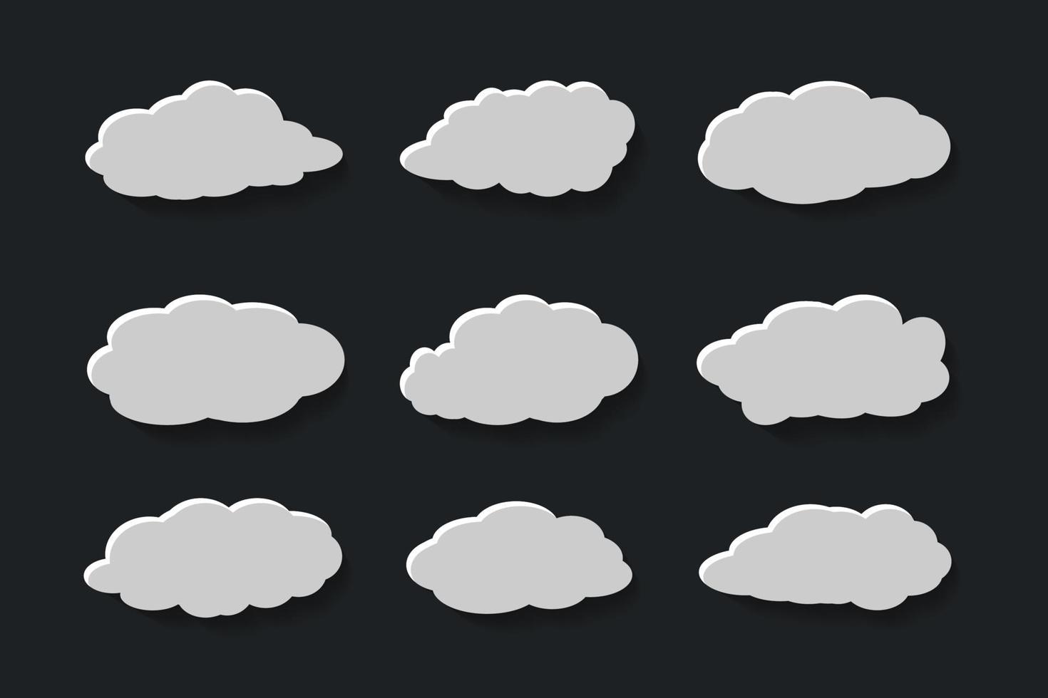 Nuvens planas em coleção de estilo recortado vetor