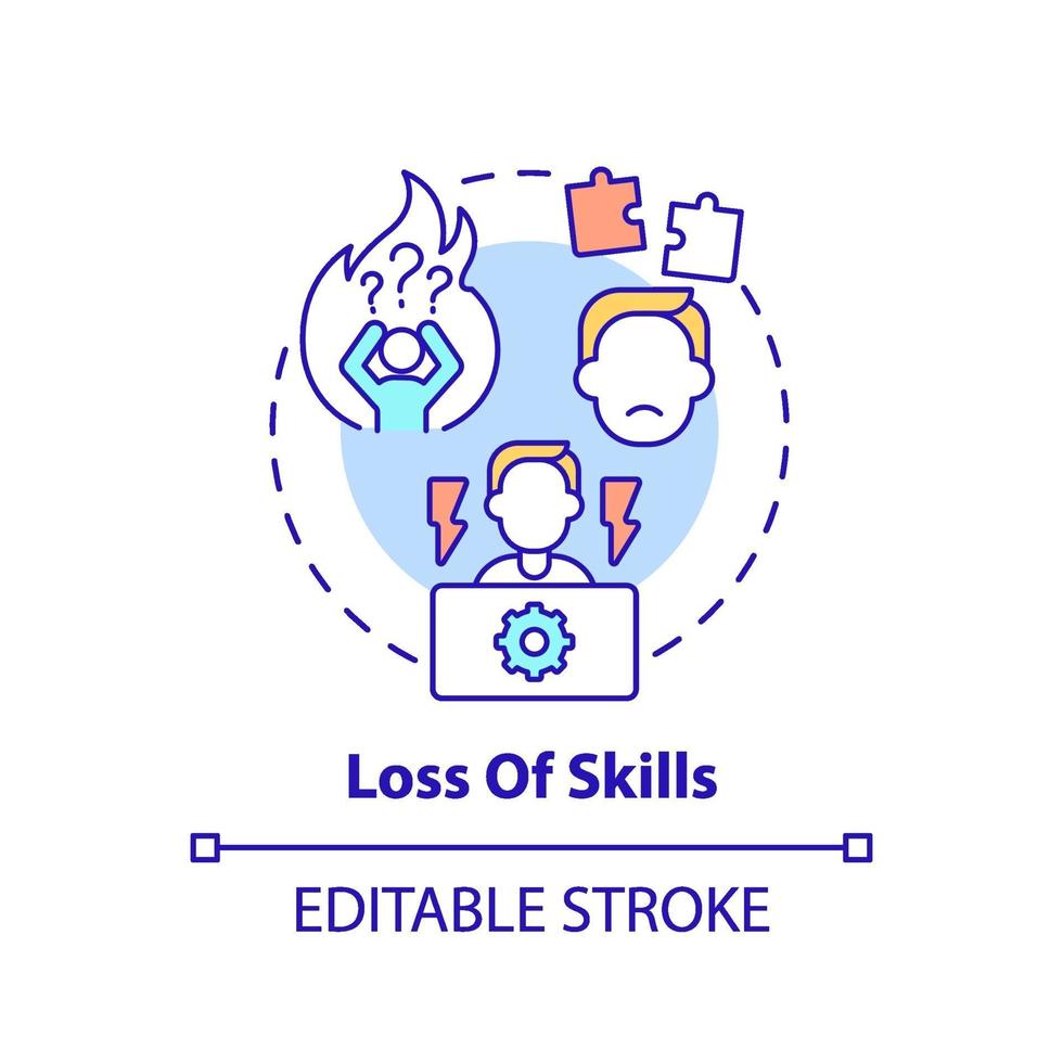 ícone do conceito de perda de habilidades vetor