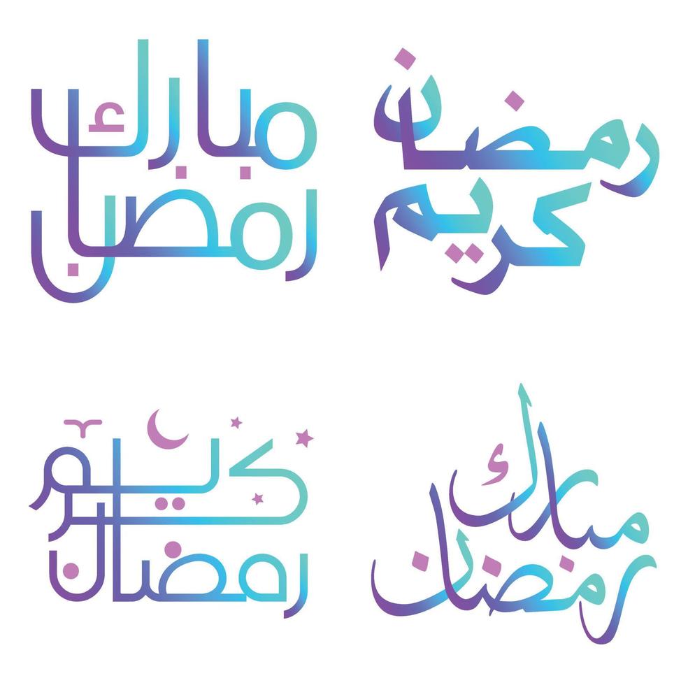 comemoro Ramadã kareem com gradiente islâmico caligrafia vetor ilustração.