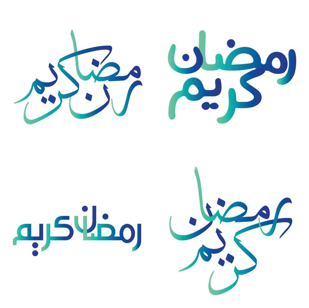 vetor ilustração do gradiente verde e azul Ramadã kareem cumprimento cartões com árabe caligrafia.