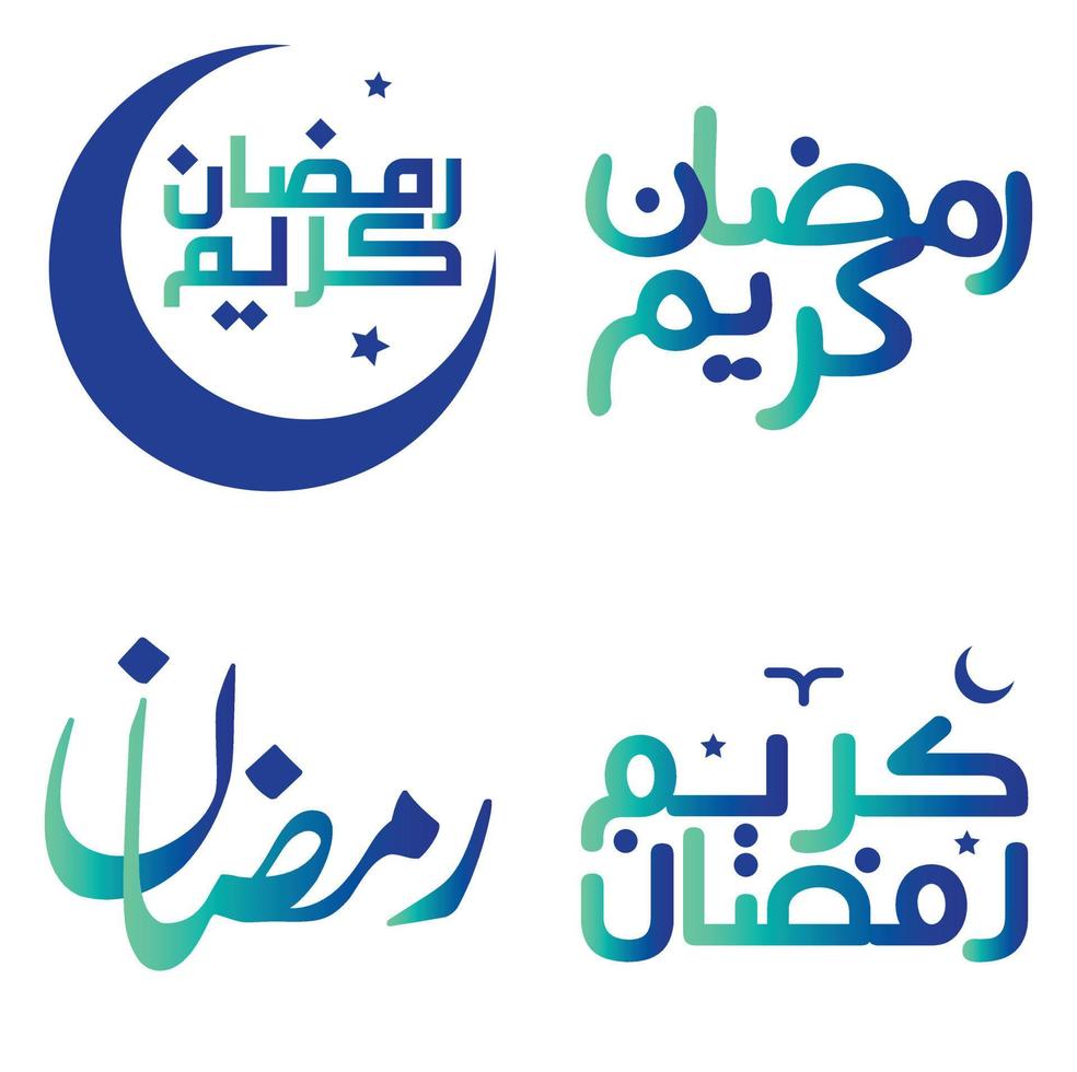 vetor ilustração do gradiente verde e azul Ramadã kareem desejos para muçulmano celebrações.