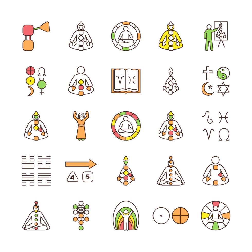 conjunto de ícones de cores rgb de design humano vetor