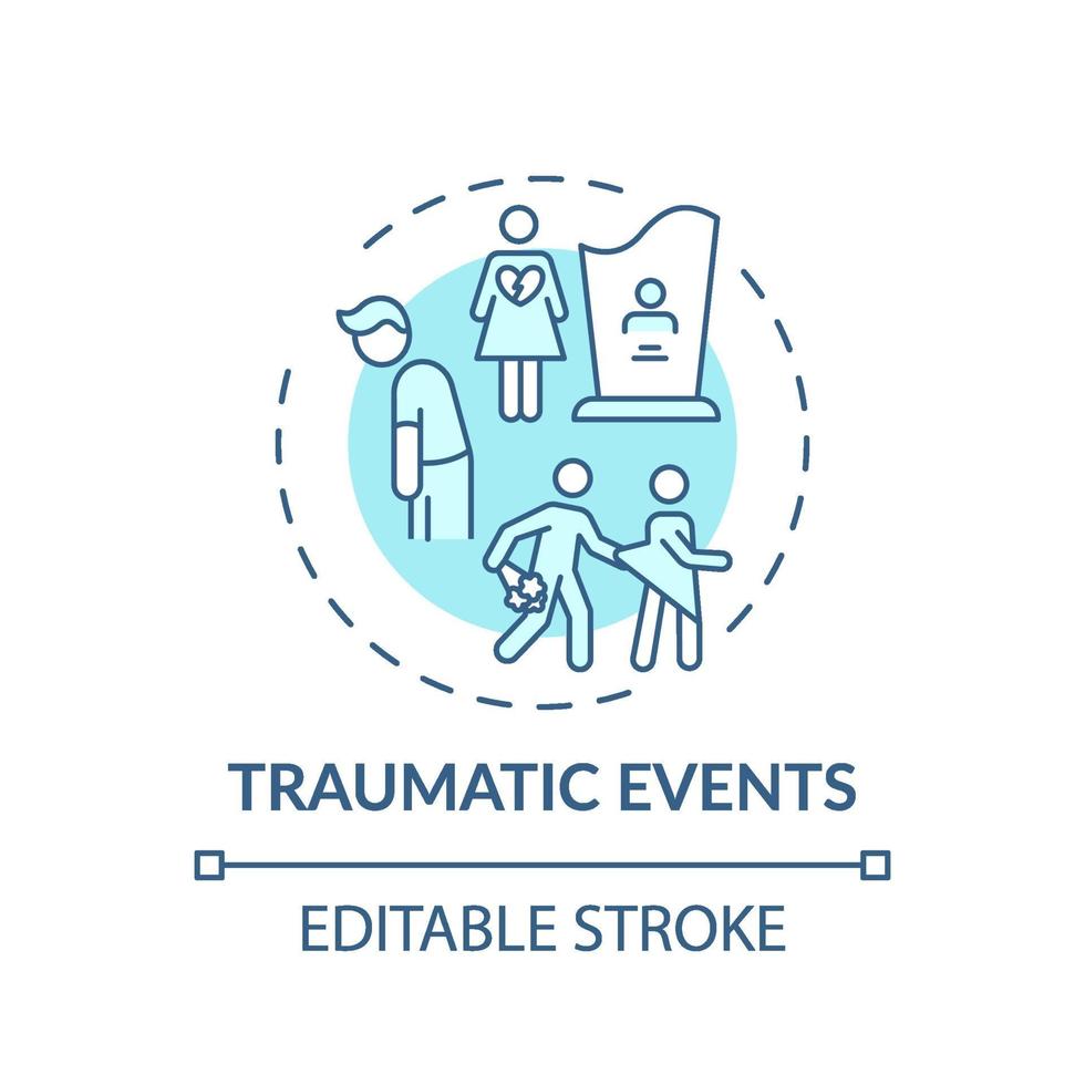 ícone do conceito de eventos traumáticos vetor