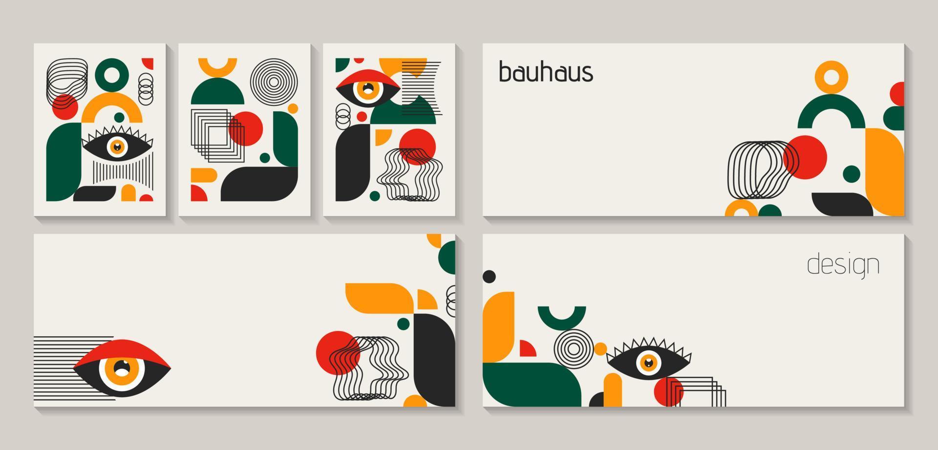 bauhaus olho cartazes e rede bandeiras. neo geométrico formas. vetor