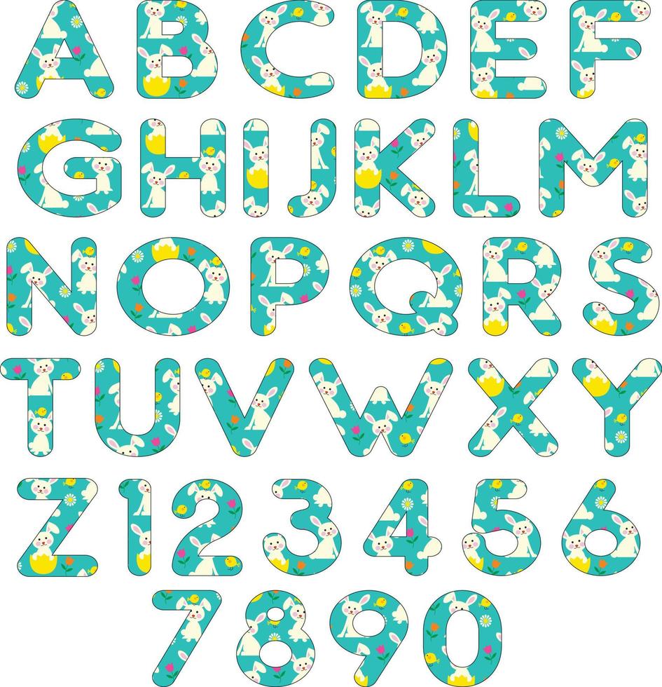 Páscoa Coelho e pintinho padronizar alfabeto vetor