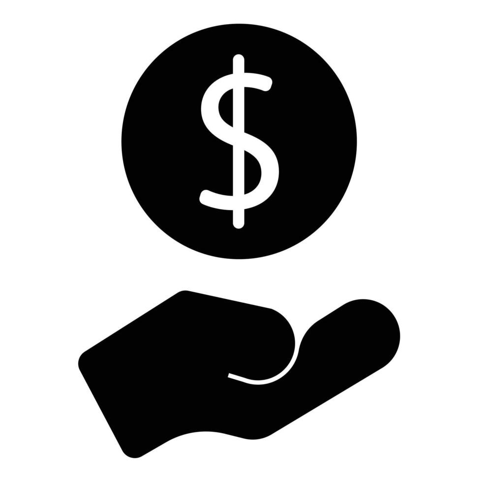 Salve  dinheiro ícone, salário dinheiro, investir finança, mão segurando dólar, símbolos em branco fundo vetor