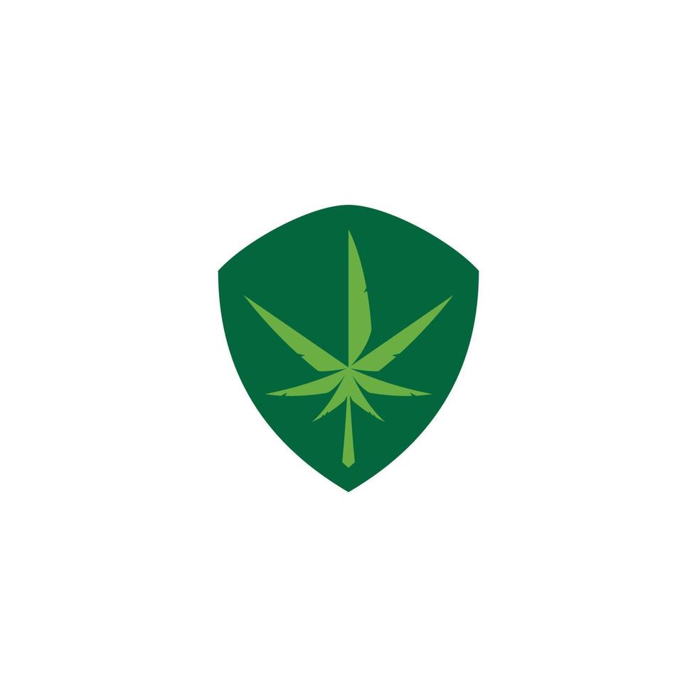único escudo maconha ícone logotipo vetor