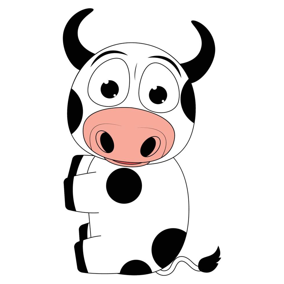 gráfico de desenho animado de vaca fofa vetor