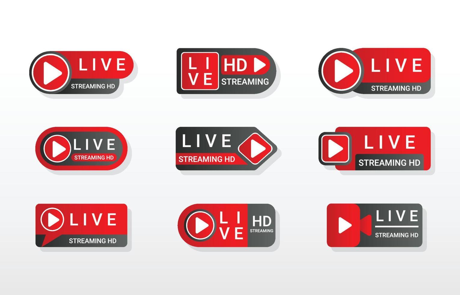 conjunto de emblemas de transmissão ao vivo vetor