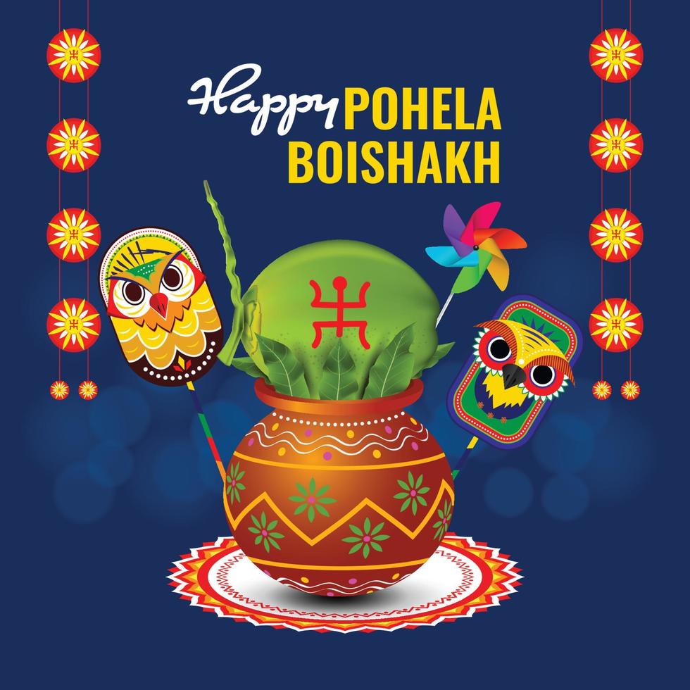 vetor ilustração do feliz bengali Novo ano, pohela boishakh, suvo noboborsho