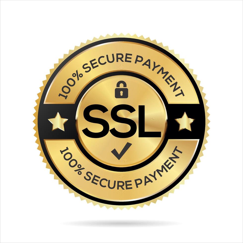 ssl certificado ouro e Preto rótulo vetor ilustração