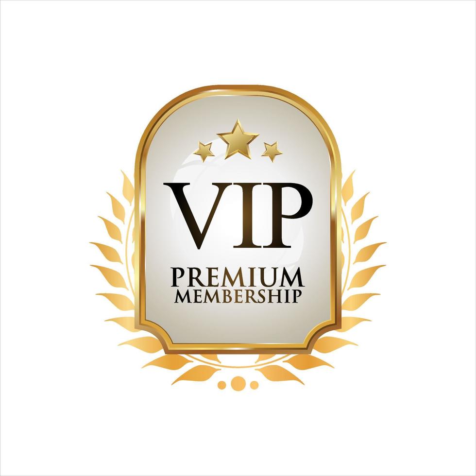 emblema dourado vip golden member retro design vetor