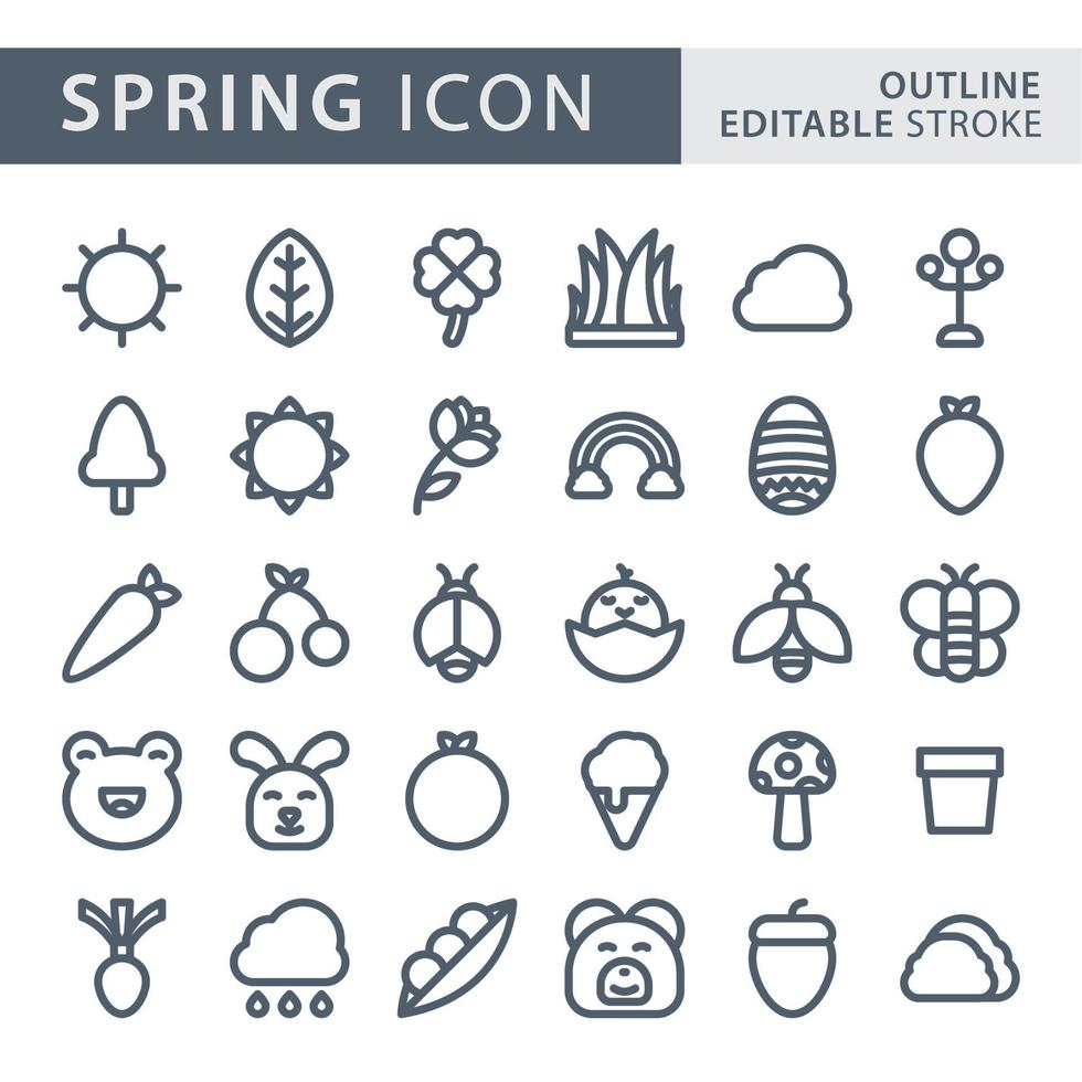 conjunto de conjunto de ícones de contorno de primavera vetor