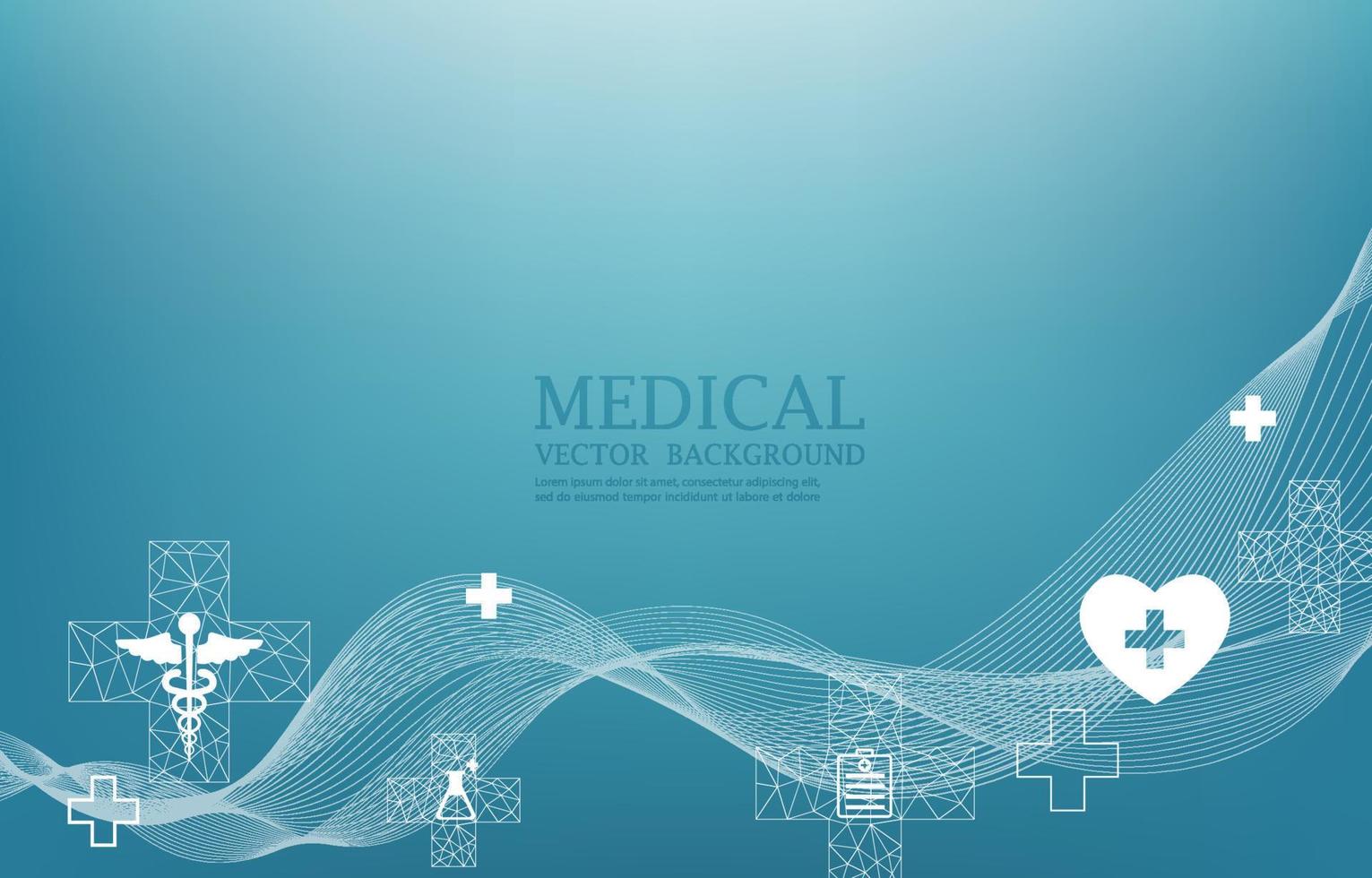moderno azul médico vetor background.smooth linha.médica icons.futuristic médico papel de parede.