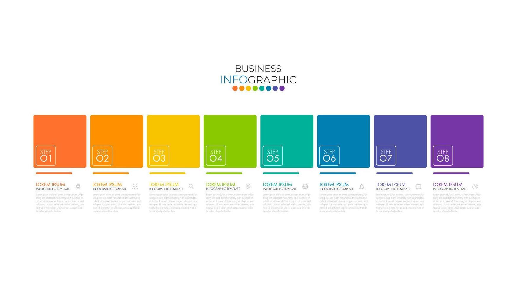 moderno infográfico Linha do tempo modelo pode estar usava para fluxo de trabalho disposição, diagrama, número opções, rede Projeto. infográfico o negócio conceito com 8 opções, peças, passos ou processos. vetor