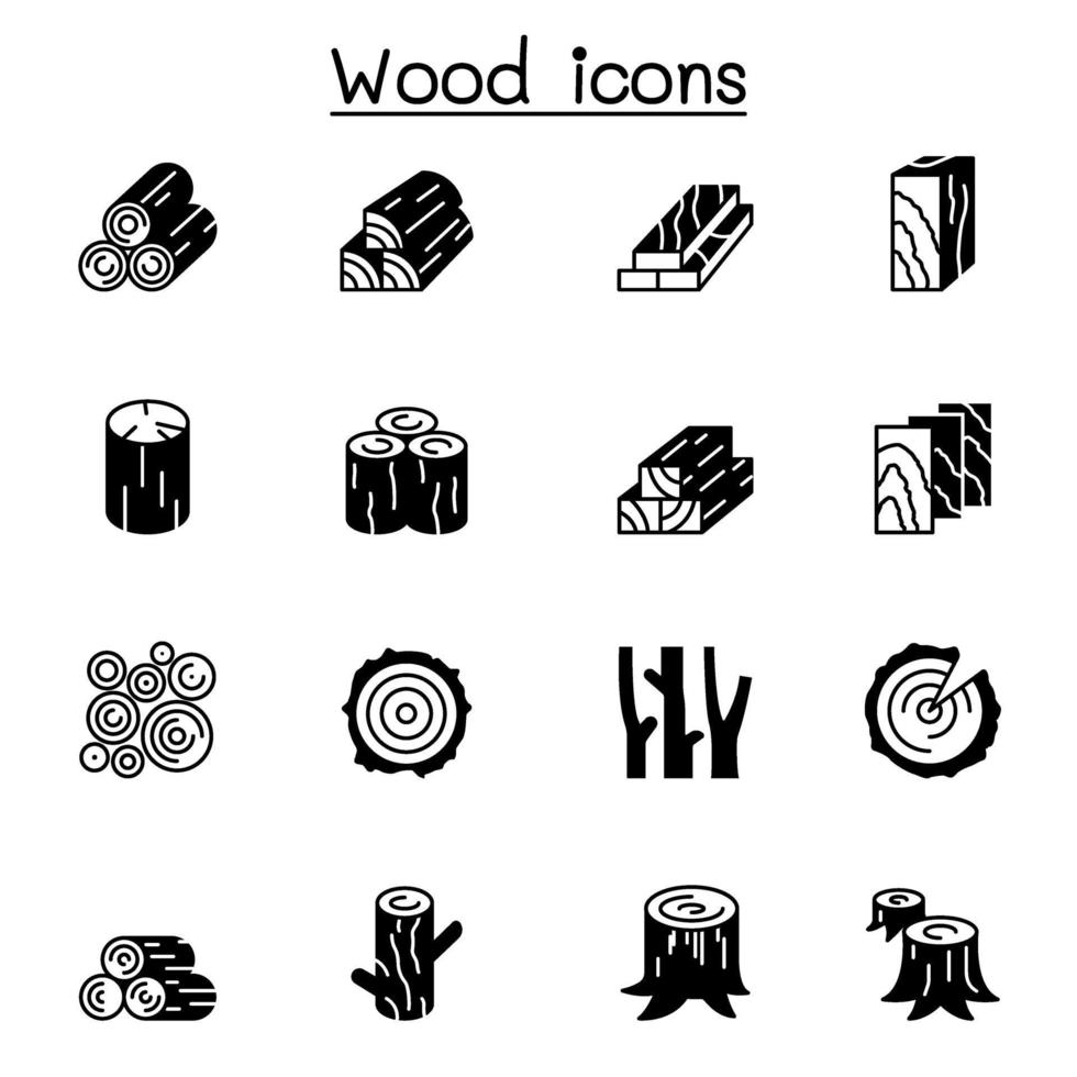 conjunto de ícones de madeira ilustração vetorial design gráfico vetor
