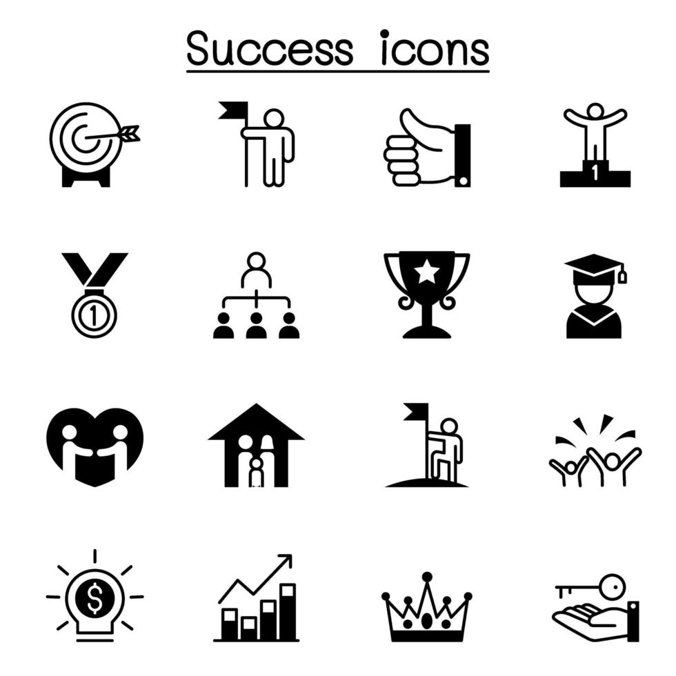 conjunto de ícones de sucesso ilustração vetorial design gráfico vetor