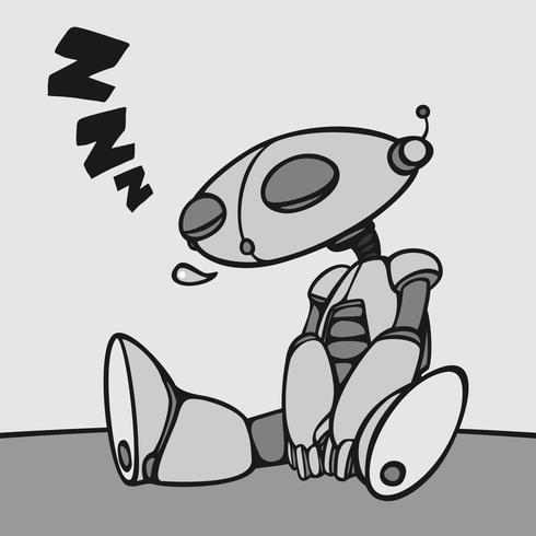 Vetor de estilo dos desenhos animados de mancha de tinta de robô de dormir