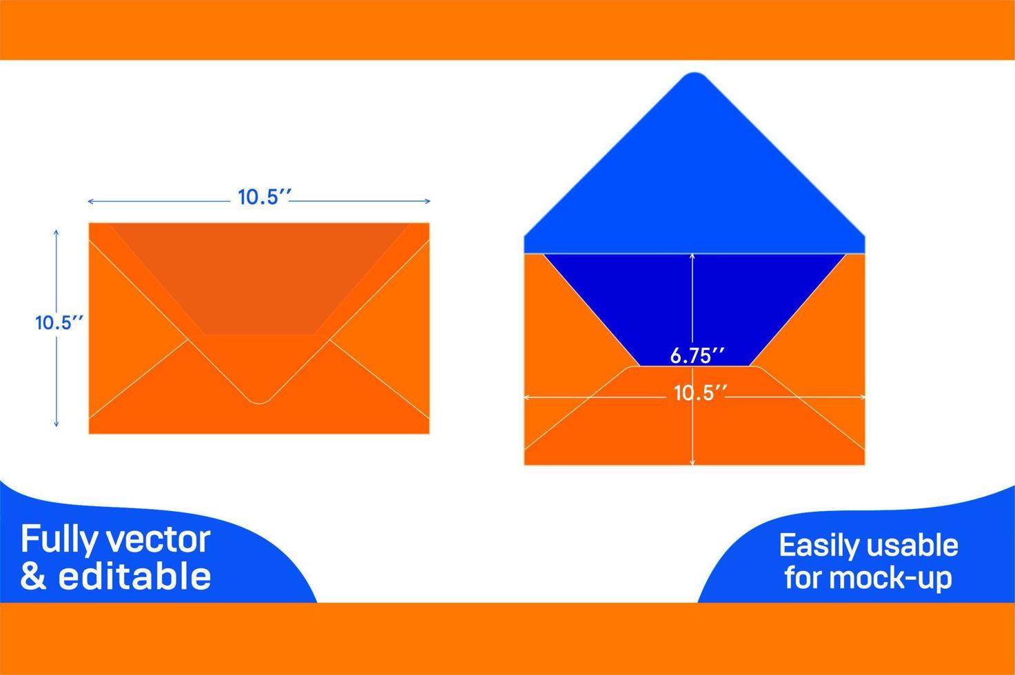 personalizadas envelope dieline modelo e 3d envelope Projeto 3d caixa vetor