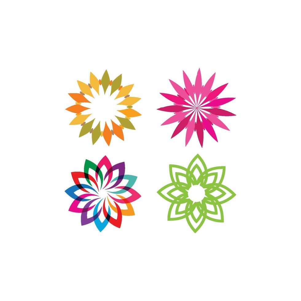 conjunto de modelos de logotipo de estrela de flores vetor