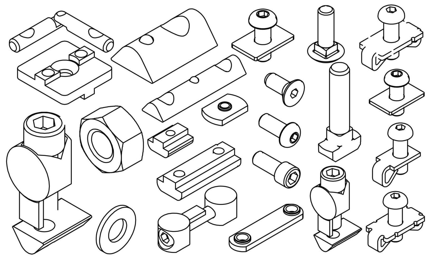 noz e parafuso vetor ilustração conjunto