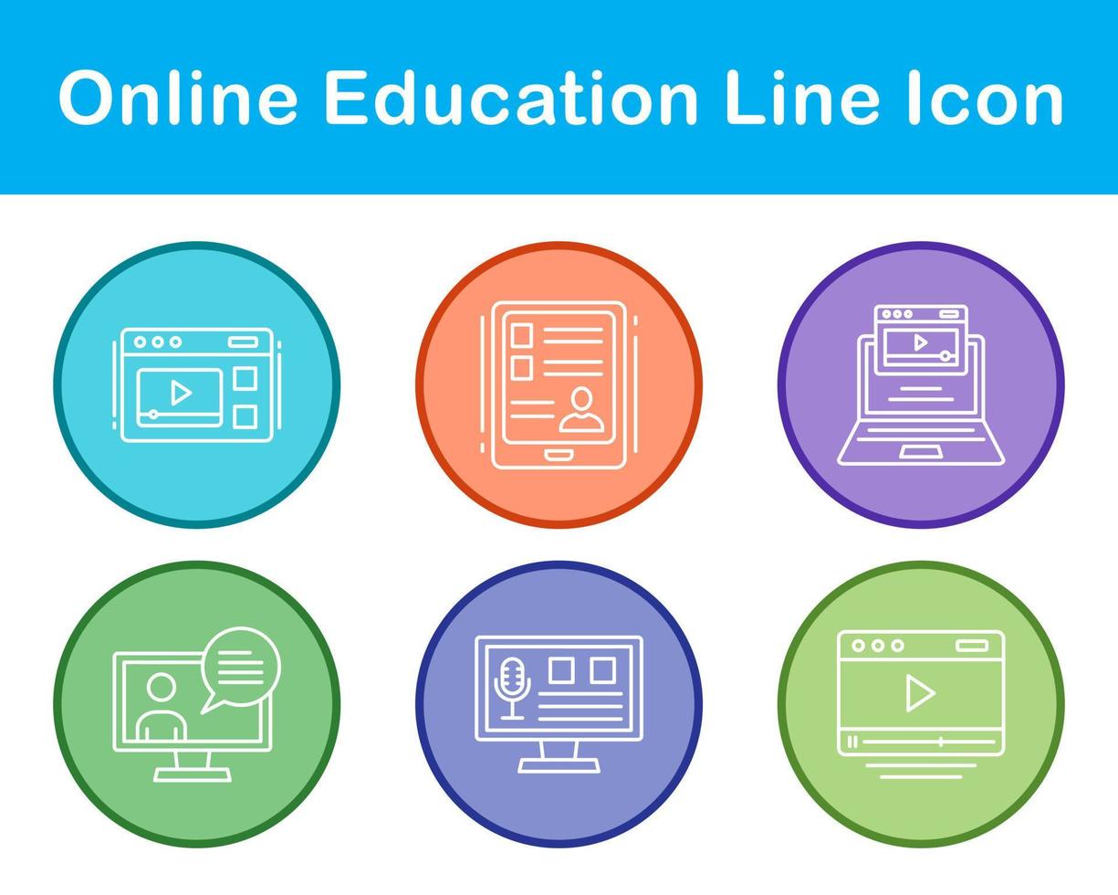 conjunto de ícones vetoriais de educação online vetor