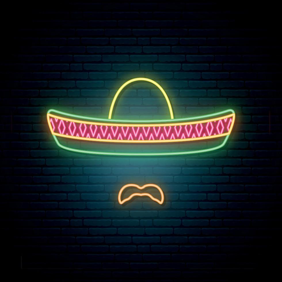 mexicano em sombrero colorido nacional e com bigode. vetor