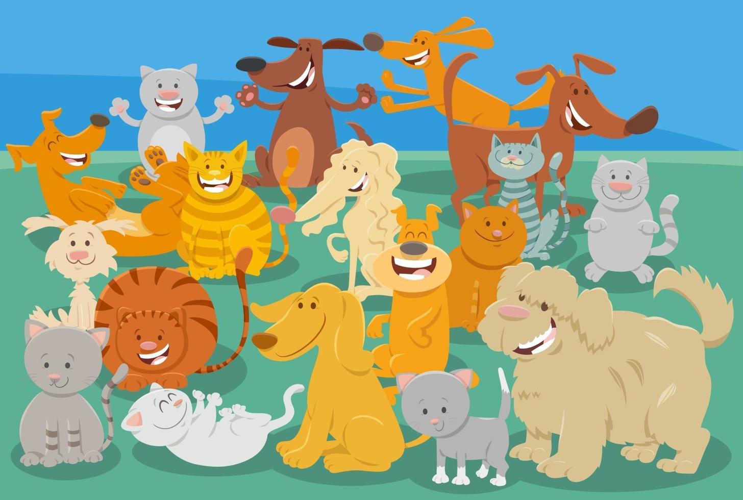 desenhos animados cães e gatos personagens de animais em quadrinhos vetor
