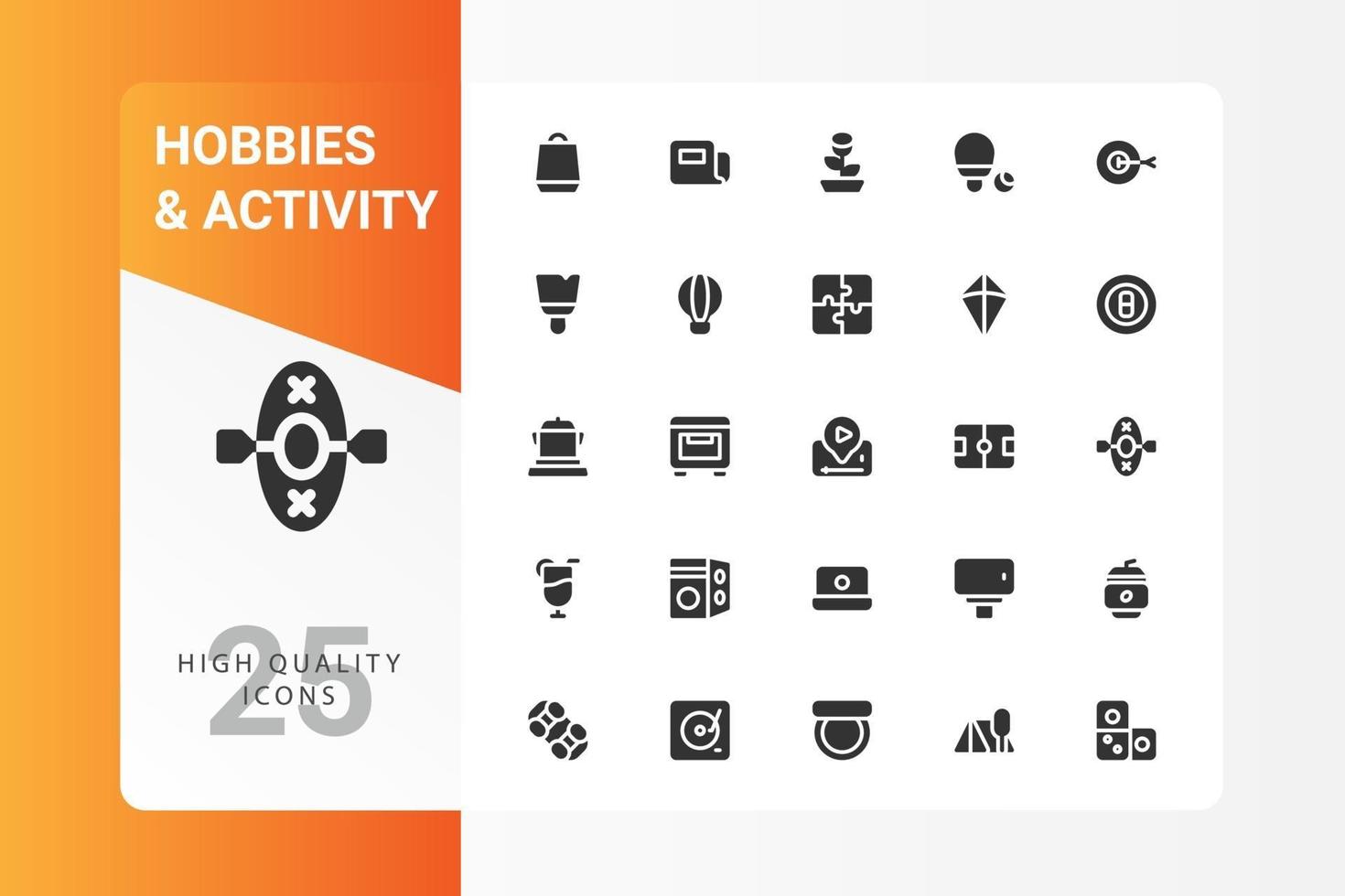 hobbies e atividades icon pack isolado no fundo branco. para o design do seu site, logotipo, aplicativo, interface do usuário. ilustração de gráficos vetoriais e curso editável. eps 10. vetor